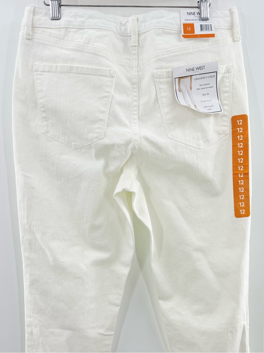 NWT Nine West Gramercy Crop Straight Slim Jeans White  Size 12 - Picture 5 of 11